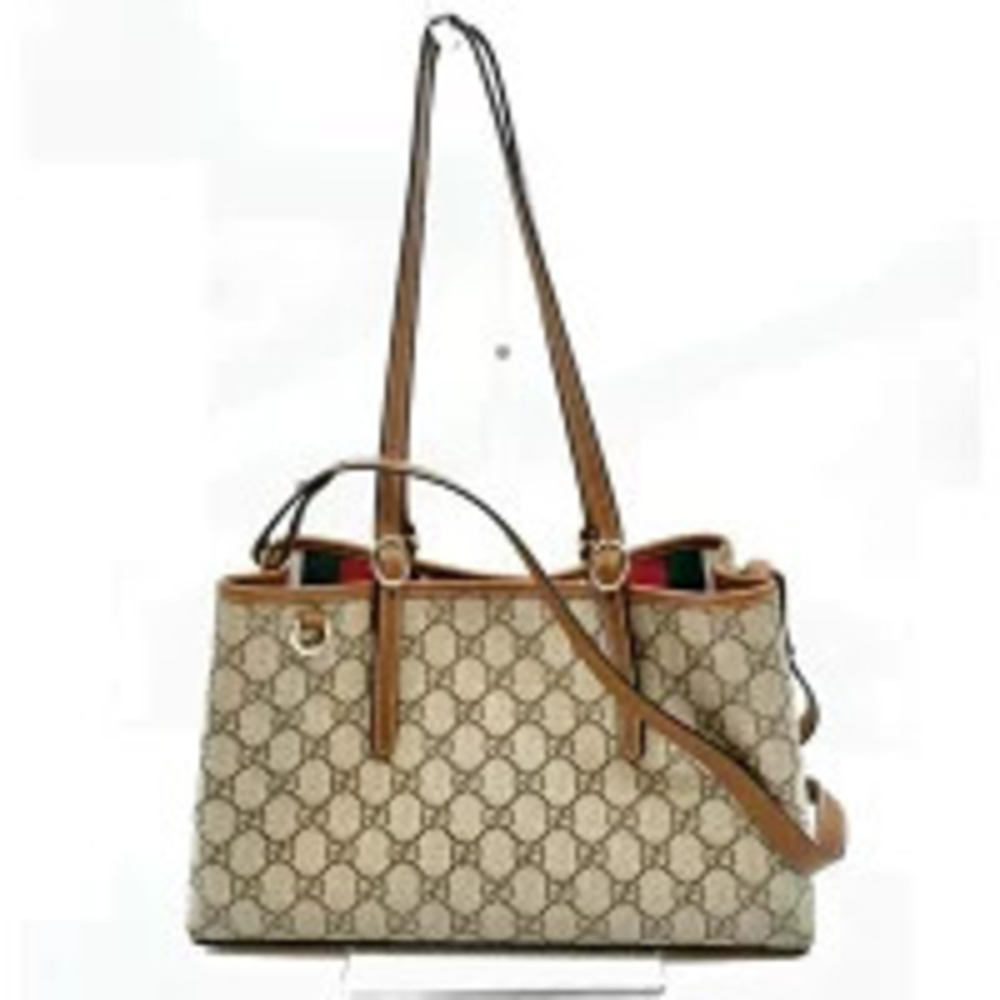 Gucci GG Emblem Tote Shoulder Bag Brown